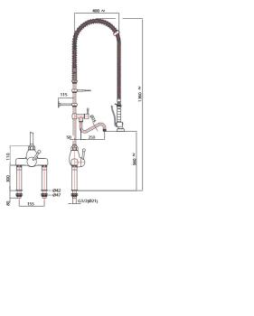 PREMIUM 20922012 3E.3092.4L.79 781205 (25) 2- Loch Geschirrwaschbrause mit Low-Flow Brausekopf Wasser- u. Energiesparbrause